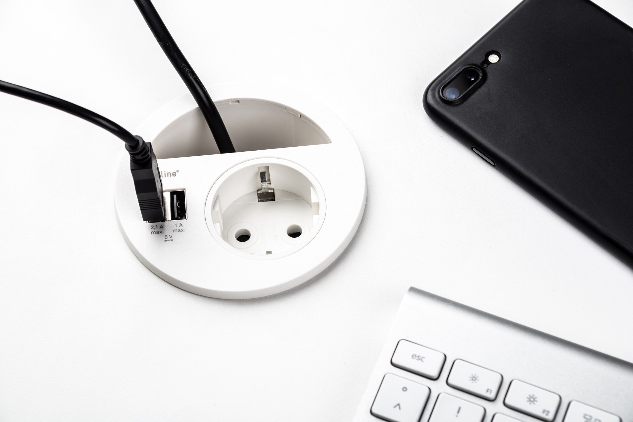 Kenson circle80 – hvit 1x stikk 2x usb a+c 2.1a, gst18 - Bilde 4