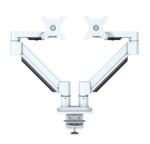 Kenson Dual monitorarm med gas spring, hvit