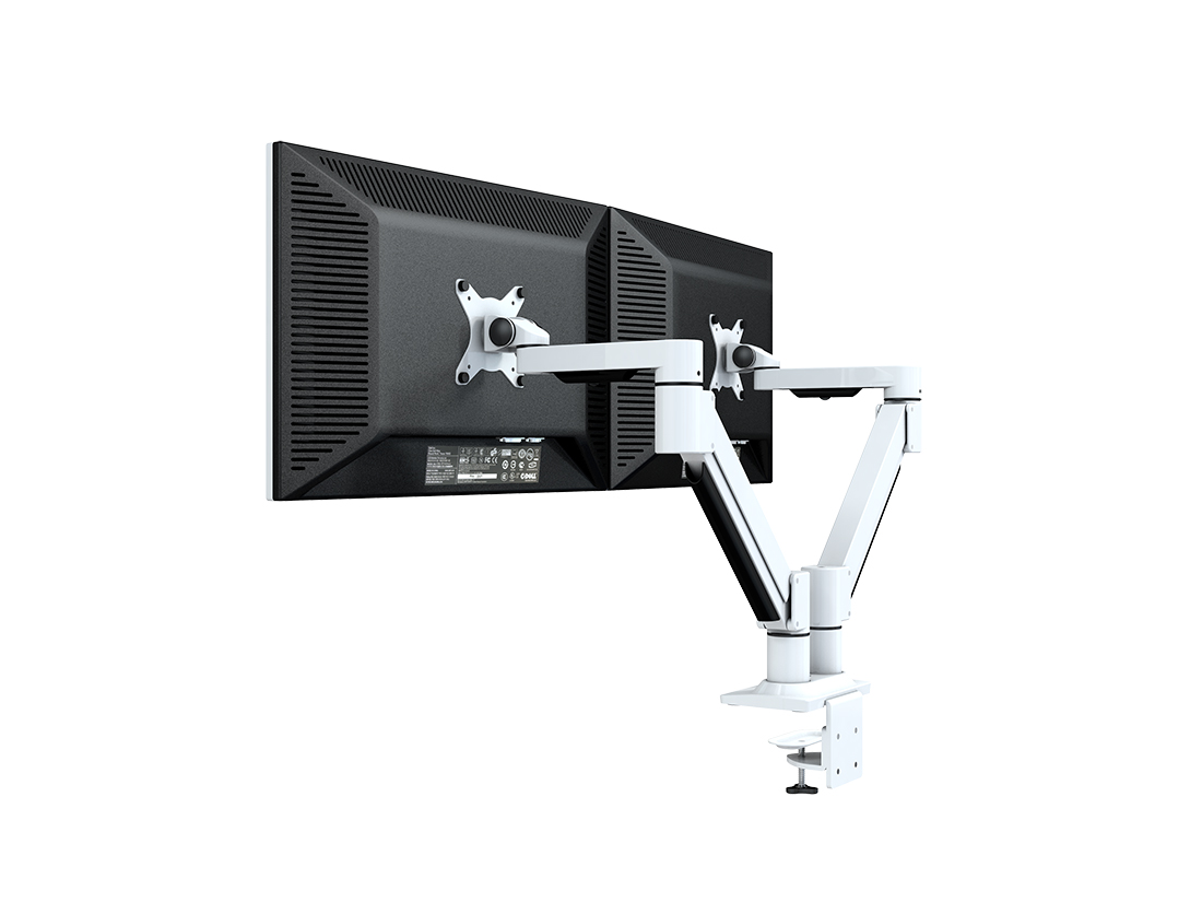 Kenson Dual monitorarm med gas spring, hvit - Bilde 2