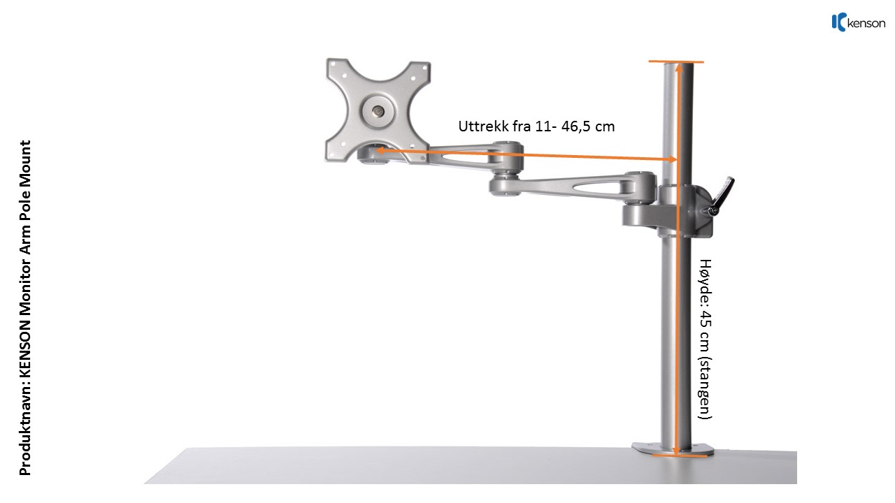 Kenson monitor arm pole mount 7220a silver - Bilde 11