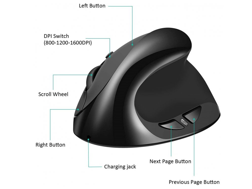 Kenson vertical mouse comfi 2 kablet usb - Bilde 4