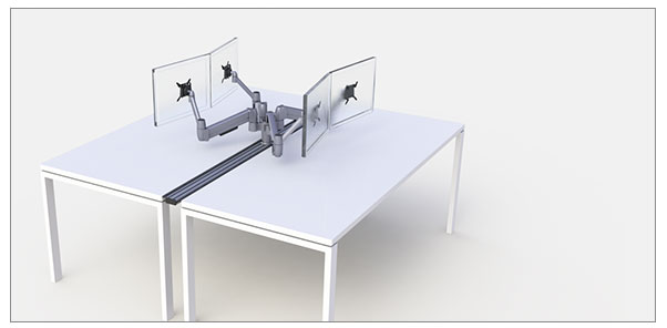 Adapt spacearm pro s2 dobbel m/klemme og gjennomg. feste, sølv - Bilde 5