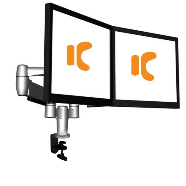 Adapt spacearm pro s2 dobbel m/klemme og gjennomg. feste, sølv