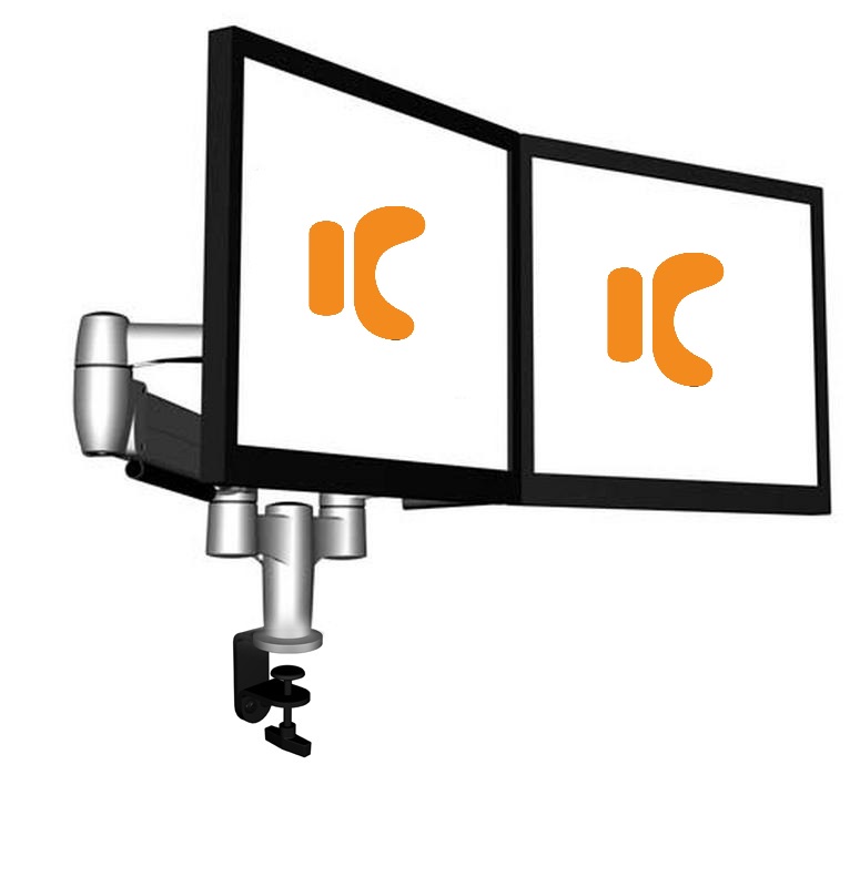 Adapt spacearm pro s2 dobbel m/klemme og gjennomg. feste, sølv